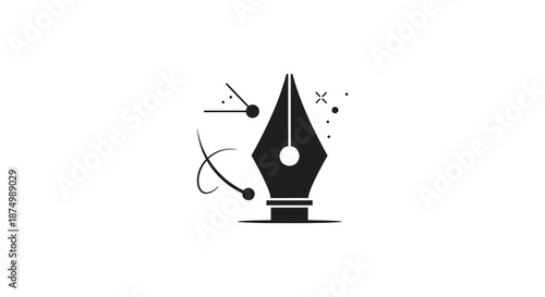 A striking depiction of a quill pen with swirling elements a captivating silhouette