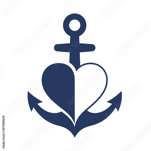 Religious anchor with heart and rope symbolizing faith and love