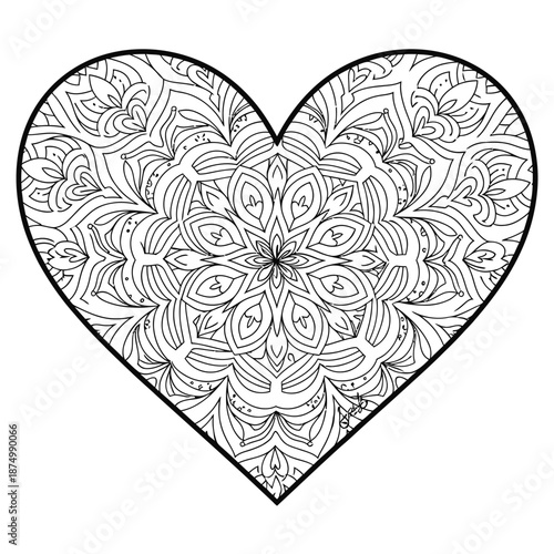 Heart made of flowers with floral pattern and decoration