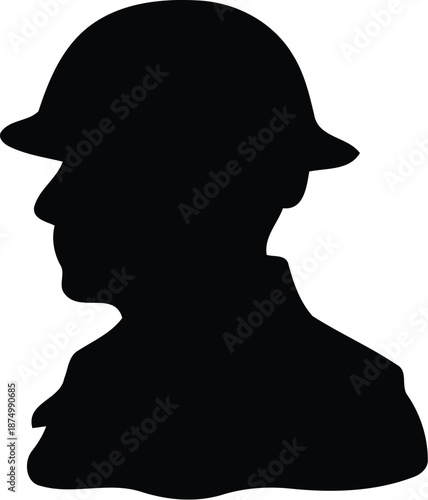 Silhouette of a Soldier in Historical Helmet