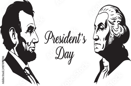 Historical portraits of Lincoln and Washington with elegant script.