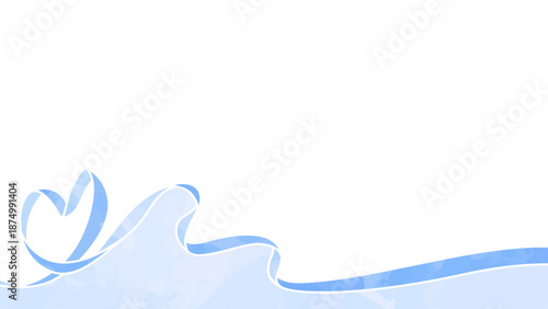 ハート型リボンの背景フレーム、水彩カラー、16:9サイズ