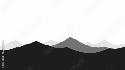 Minimalist mountain range silhouette in shades of grey.