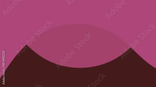 Vector illustration of an abstract mountain background featuring a glossy 3d glass sphere and a pink button icon design