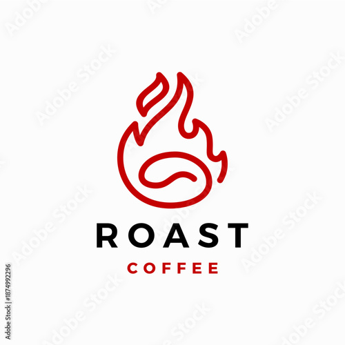 coffee roasted bean fire flame roasting roastery logo vector icon illustration