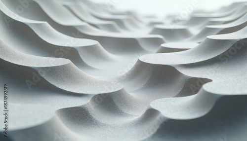 Abstract Soft Waves With Glittering Texture Under Bright Sunlight Creating Rippling Shadows And Highlights In A Clean Background