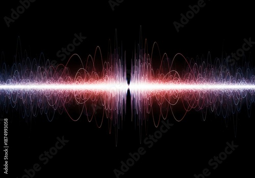 Abstract visualization of wave energy separating by frequency, showing dynamic movement, complex physics principles, and optical spectrum spreading, physics, medium, dynamic