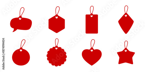 Set of red ribbon isolated background. Discount labels, price tag abs sale labels.