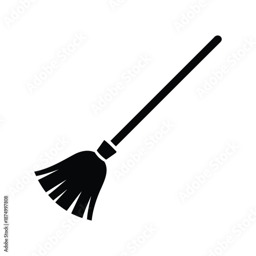 Broom Silhouette Icon – Cleaning Tool with Long Handle