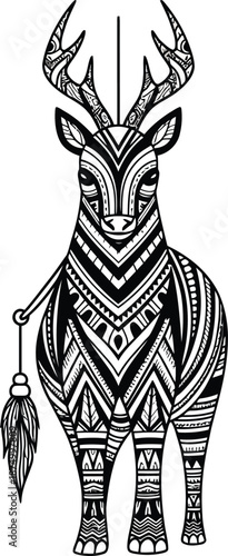 decorative deer with tribal patterns