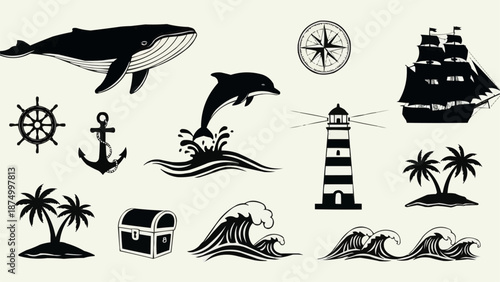 Nautical and Marine Icons Collection.