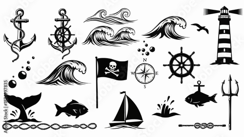 Nautical and Maritime Icons Collection.