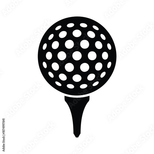 Golf Ball on Tee Silhouette Icon – Sports Equipment Symbol