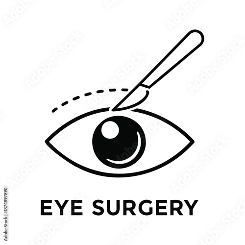 Eye Surgery Icon with Surgical Scalpel – Ophthalmology Medical Procedure Symbol