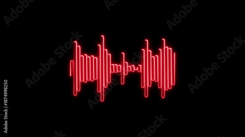 Neon Sound Equalizer Bars Audio Visualization Animation with Dynamic Music Frequency Display