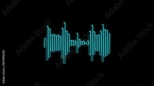 Neon Sound Equalizer Bars Audio Visualization Animation with Dynamic Music Frequency Display