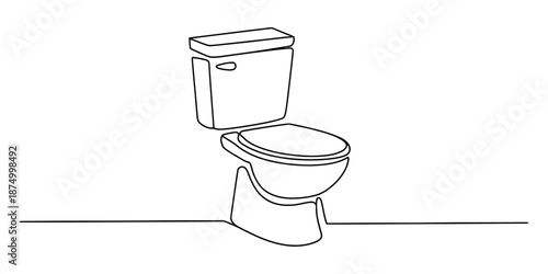 A continuous line art drawing of a modern toilet for bathroom design concepts Vector, illustration