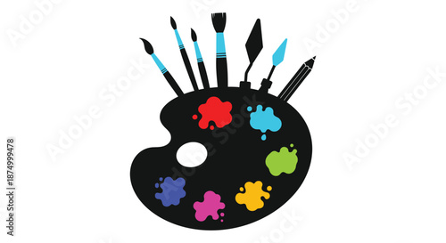 A vibrant artist s palette with paintbrushes blending colors and creative tools a beautiful silhouette