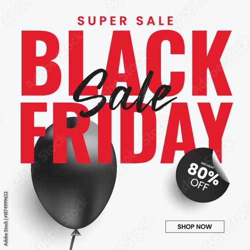 Black Friday Sale Special Offer Discount Banner Promotion Template.