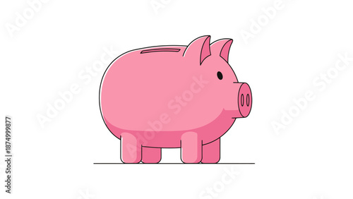 Pink piggy bank with slot for coins on white background savings concept illustration for financial planning and wealth accumulation goals