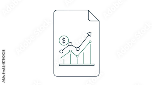 Document with Financial Growth Chart and Currency Symbol Illustrating Economic Progress and Investment Returns for Business Analytics