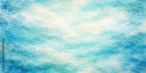 Blue sky with fluffy white clouds background