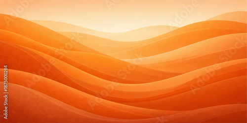 Abstract orange waves background with yellow light vector illustration featuring gold gradient curves and a bright silk texture pattern for a motion design wallpaper backdrop