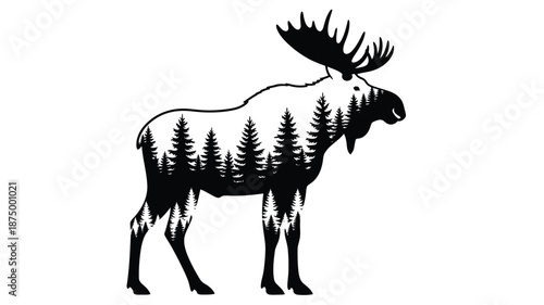 Simple black tree design with a rounded crown a striking silhouette