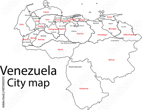 Venezuela map country map venezuela cities name map black