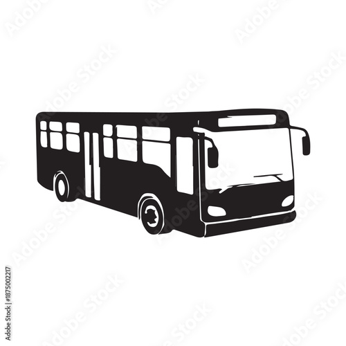  Modern city bus silhouette for public transportation and urban travel.