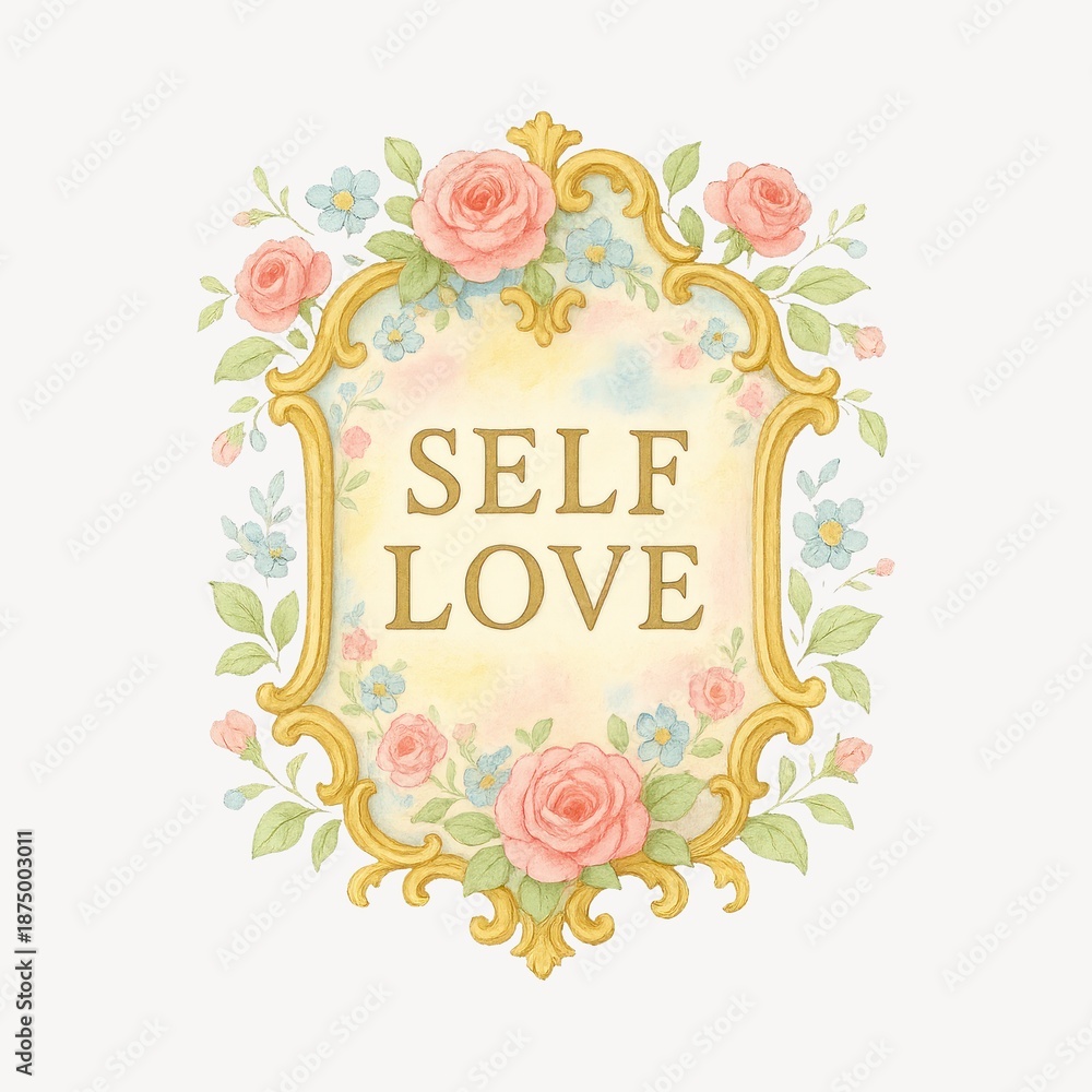 Naklejka premium Floral ornate self-love illustration.