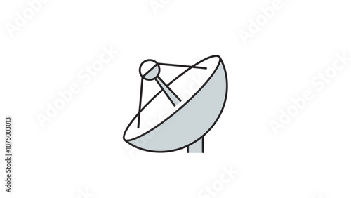 Simple line art illustration of a satellite dish antenna for communication.