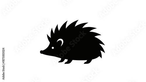 Simple black silhouette of a hedgehog facing left.