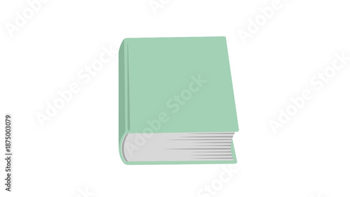 Closed hardcover book with a green cover isolated on white background.