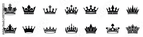 Crown icons set. Crown symbol collection. Royal crown symbol collection. Vector illustration.