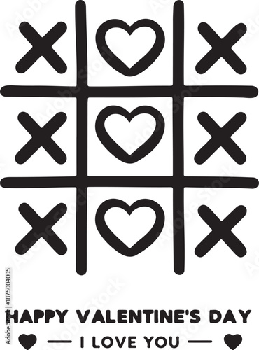 Valentine tic tac toe game with hearts