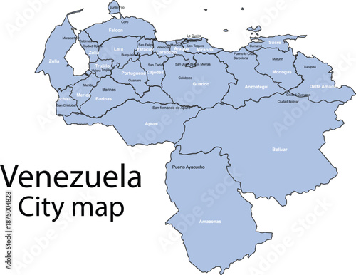 Venezuela map country map venezuela cities name map black