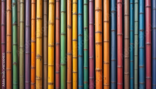 Colored Bamboo Background with Natural Vertical Stalks Creating Eco Friendly Tropical Texture for Design Use