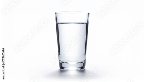 Single Water Glass Isolated on White Background