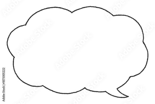  手描き風の雲型の吹き出し（横長・内側が白背景）