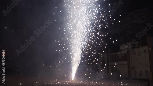 shot of the fire work during night in a ceremony or festival 