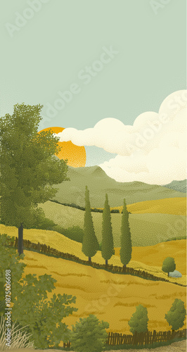 A landscape of rolling hill...