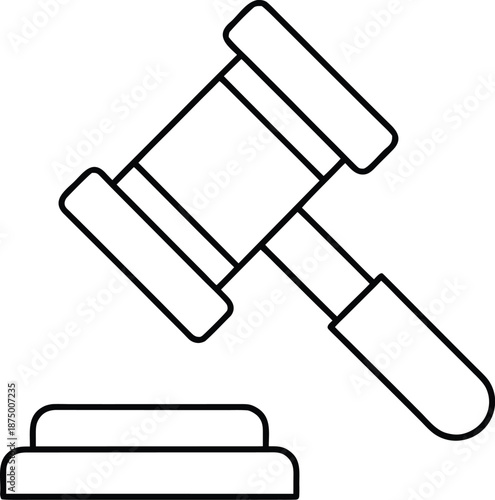 gavel line art vector illustration on transparent background