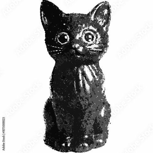 a black cat figurine with shiny surface and large eyes