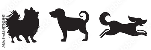 Different poses of dogs vector icon. Isolated on white background for design use. 