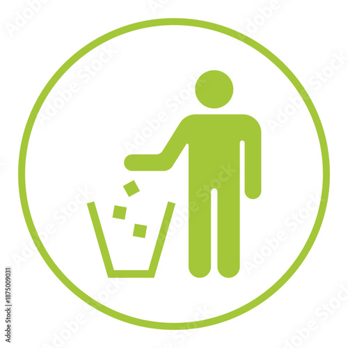 person throwing trash garbage sign label icon vector