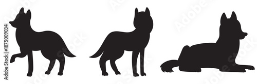 Different poses of dogs vector icon. Isolated on white background for design use. 