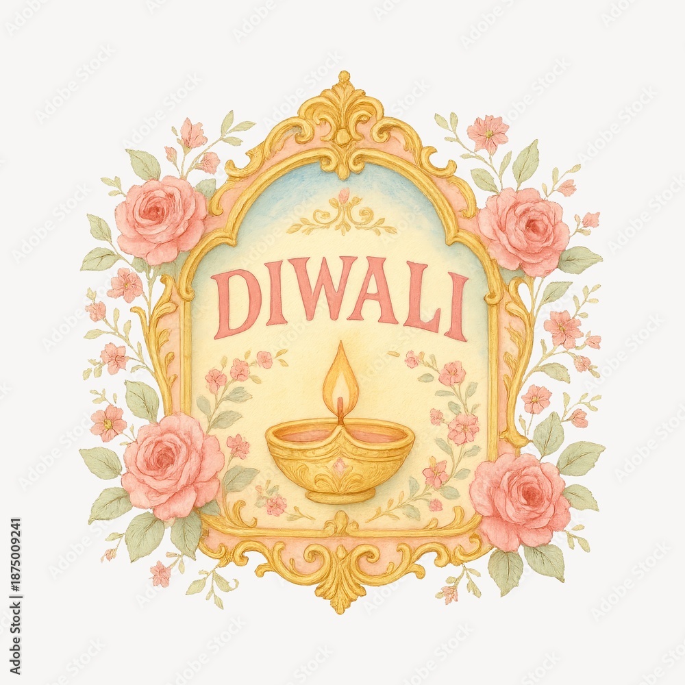 Naklejka premium Elegant Diwali floral design