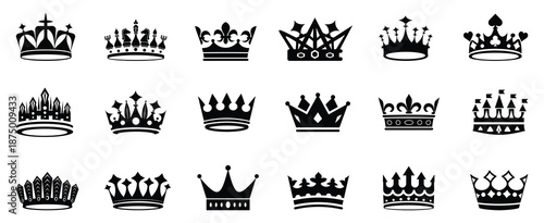Crown icon set. Crown king mega icon set. Royal crown symbol collection. line crown icon. vector simple crown icon collection. 
