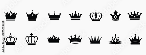 Crown icon set. Royal crown symbol collection. vector simple crown icon collection. Crown king mega icon set. line crown icon. vector set